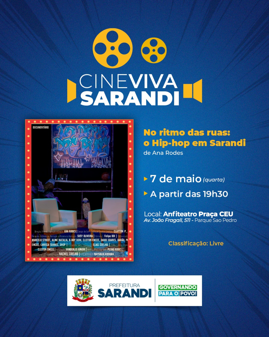 Cine Viva exibe documentário sobre o hip hop de Sarandi em nova sessão cultural no CEU