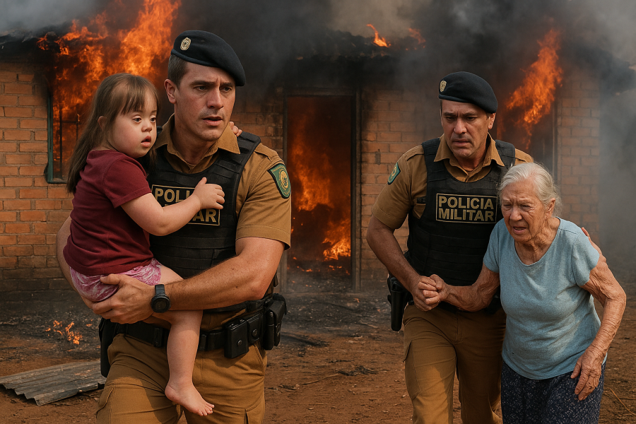 Policiais Militares resgatam idosa e criança de incêndio em Mandaguaçu